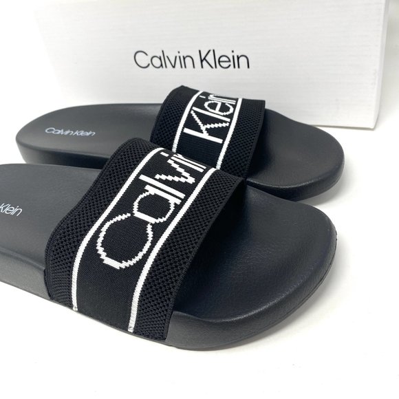Calvin Klein Mens Sandal Slides CK Avyn Black Multi Texture Water Resistant Logo - Picture 5 of 8